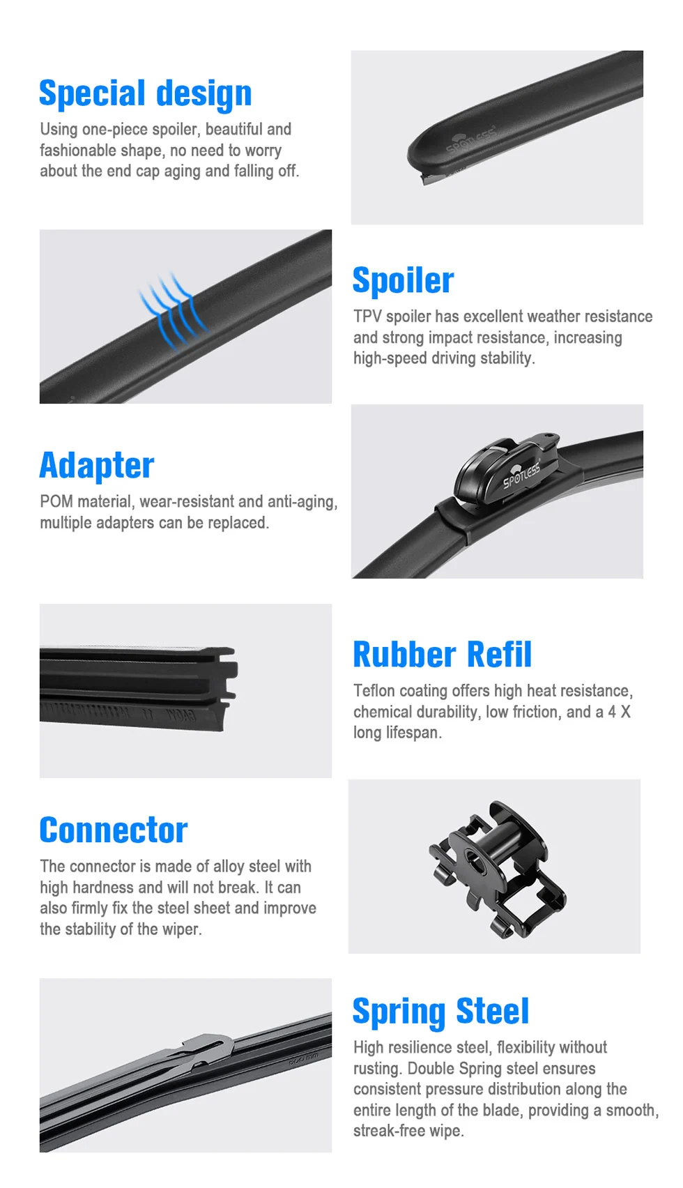 Quality front windshield wiper blades 